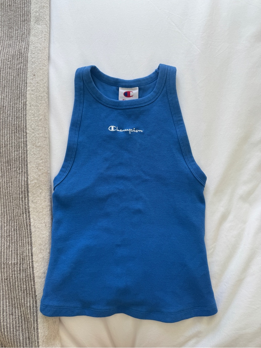 Champion Women’s Royal Blue Ribbed Tank Top with Script Logo